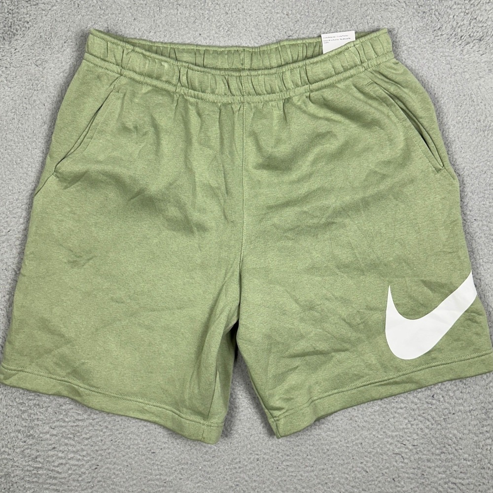 NEW Nike Sportswear Shorts Mens XL Fleece Sage Green Big Swoosh Graphic Athletic